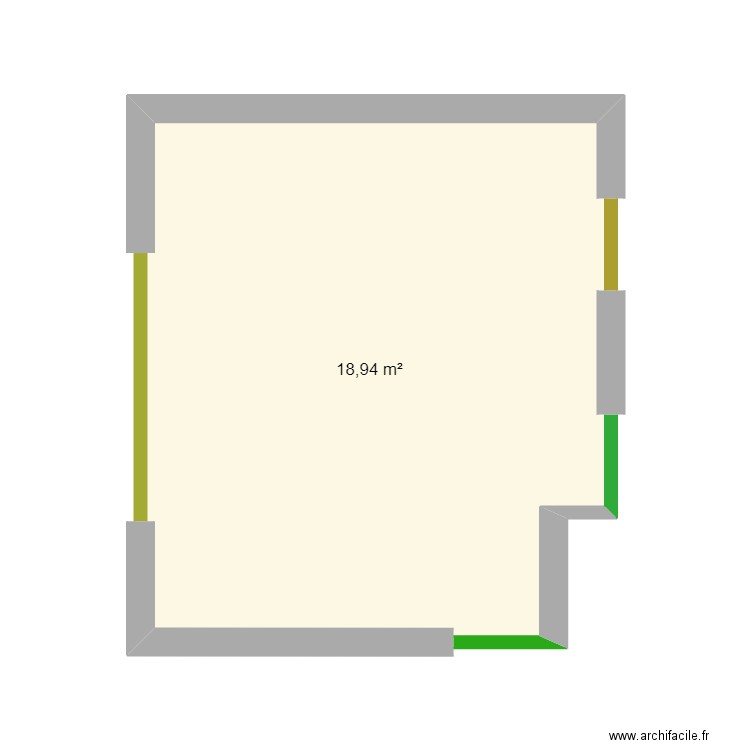 Salon. Plan de 1 pièce et 19 m2