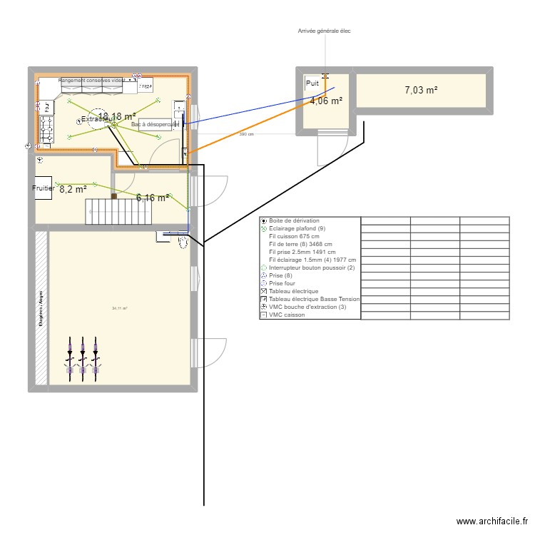 Miellerie V2. Plan de 8 pièces et 102 m2