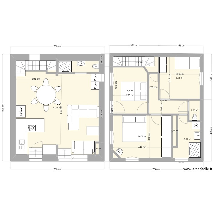 garage plan C. Plan de 10 pièces et 90 m2