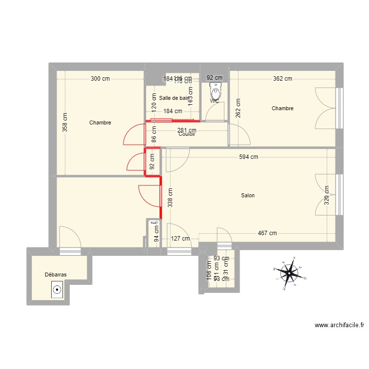 JULES Démolition 01. Plan de 15 pièces et 58 m2