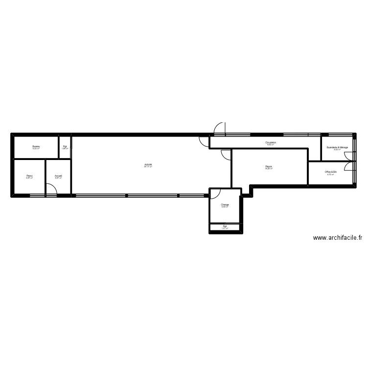 77LR16CDG projet. Plan de 11 pièces et 125 m2