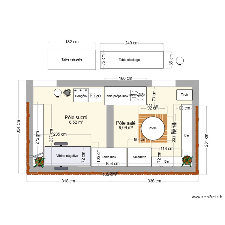 Plan type foire expo. Plan de 2 pièces et 18 m2