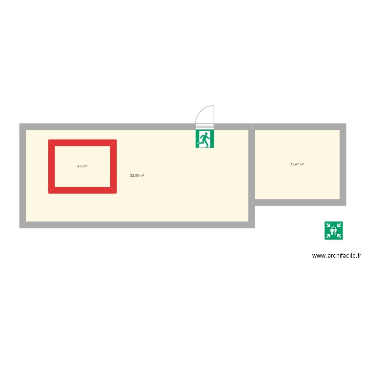 ESSAI. Plan de 3 pièces et 55 m2