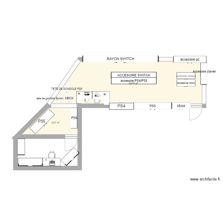 FNAC RAYON GAMING. Plan de 2 pièces et 29 m2