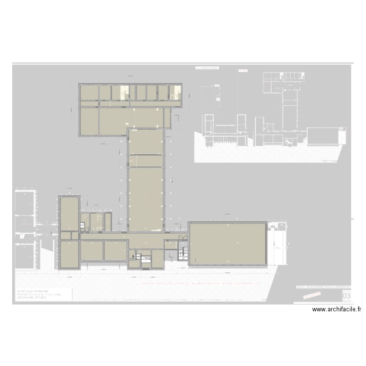 ISJP/Secondaire/Niveau 0/Etage -1. Plan de 26 pièces et 99 m2