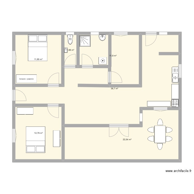 Projet Maison 2. Plan de 6 pièces et 98 m2