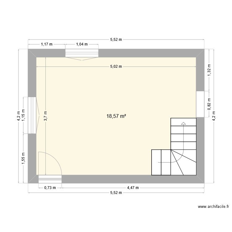 salon glycine. Plan de 1 pièce et 19 m2