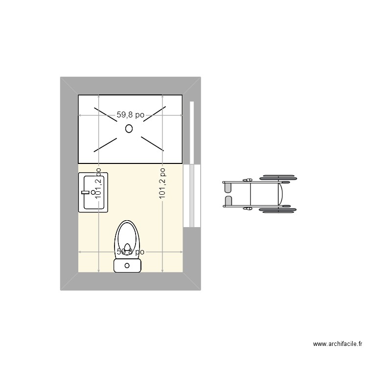 PAD MRS S. Plan de 1 pièce et 4 m2