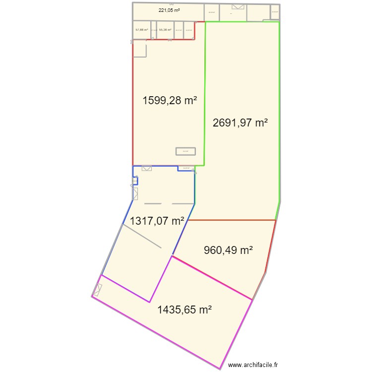 plan usine. Plan de 18 pièces et 2594 m2