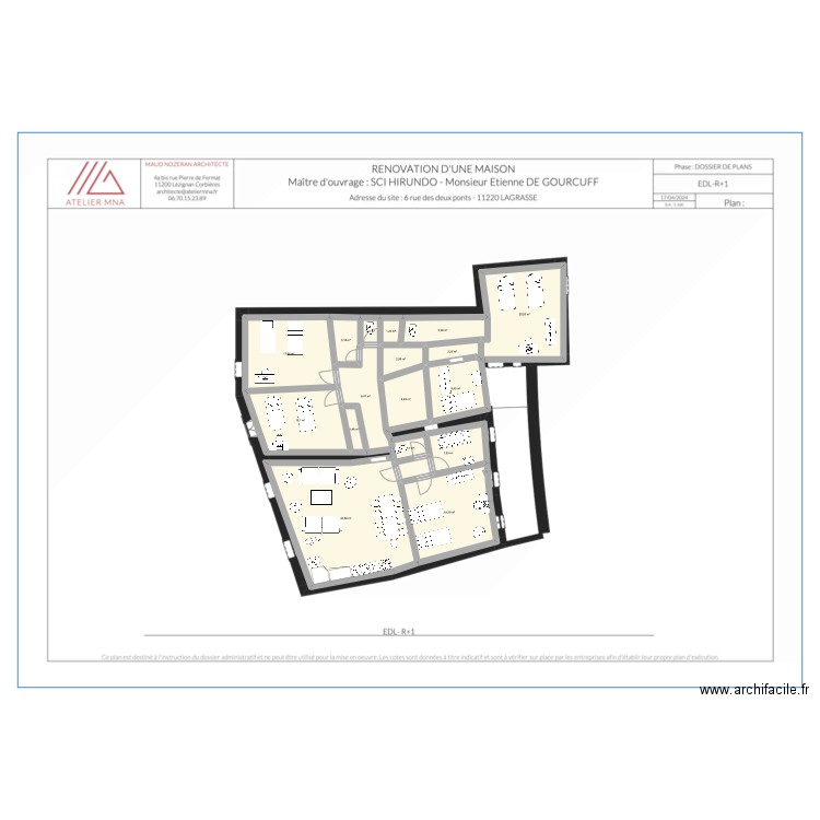 R1 MAD2. Plan de 17 pièces et 164 m2