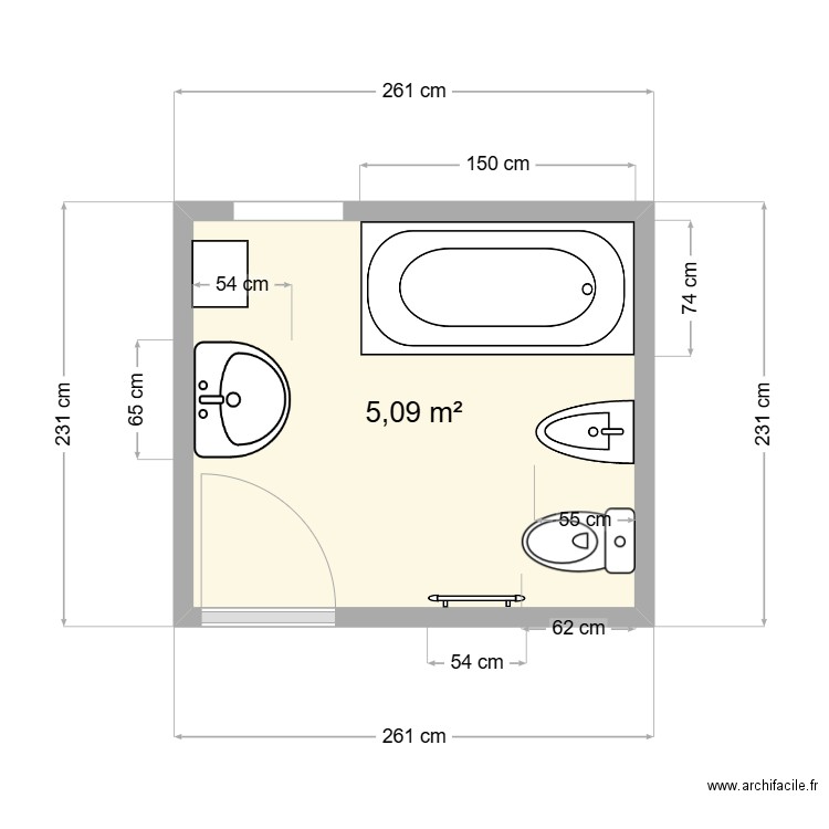 Di serio plan initial. Plan de 1 pièce et 5 m2