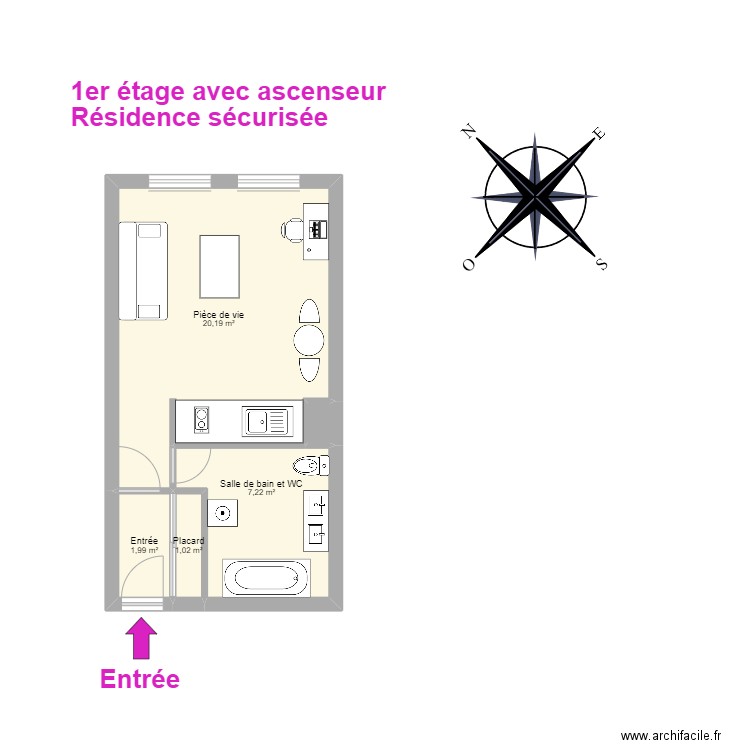 CLAUDEY DROUIN . Plan de 5 pièces et 31 m2