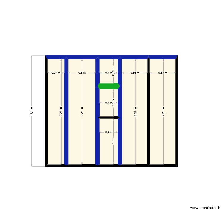 Abris de jardin face ouest. Plan de 7 pièces et 6 m2