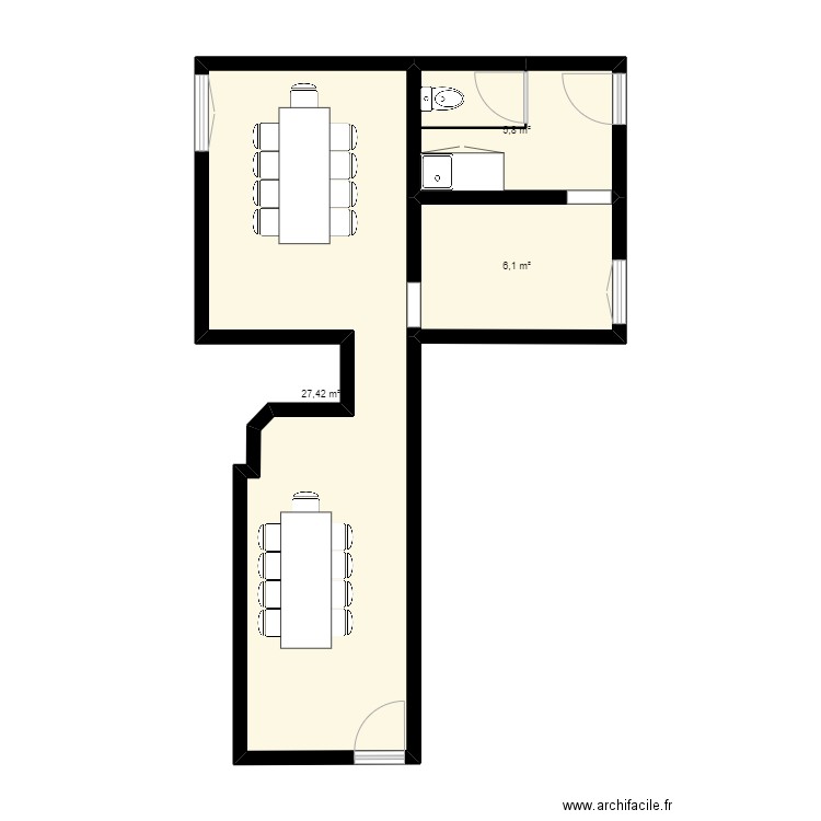 let it speak. Plan de 3 pièces et 39 m2