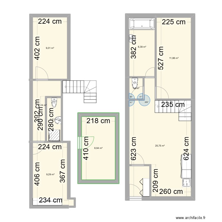 Chateau landon. Plan de 9 pièces et 79 m2