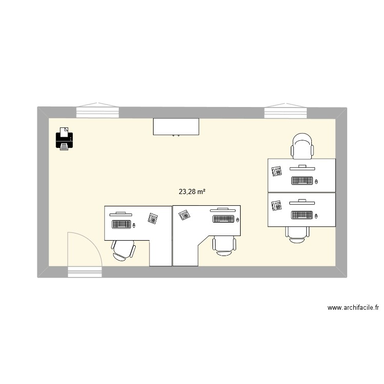 PLAN BUREAU SECRETARIAT PERSAN . Plan de 1 pièce et 23 m2