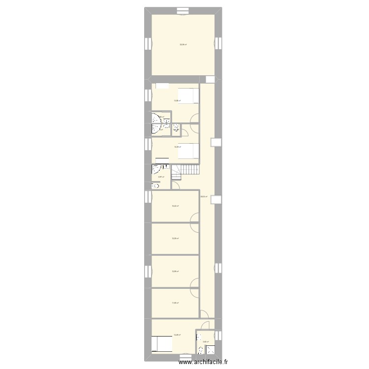 FAES RENO. Plan de 14 pièces et 169 m2