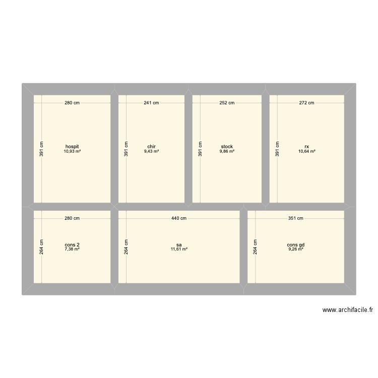 cabinet taille nam 2. Plan de 7 pièces et 69 m2