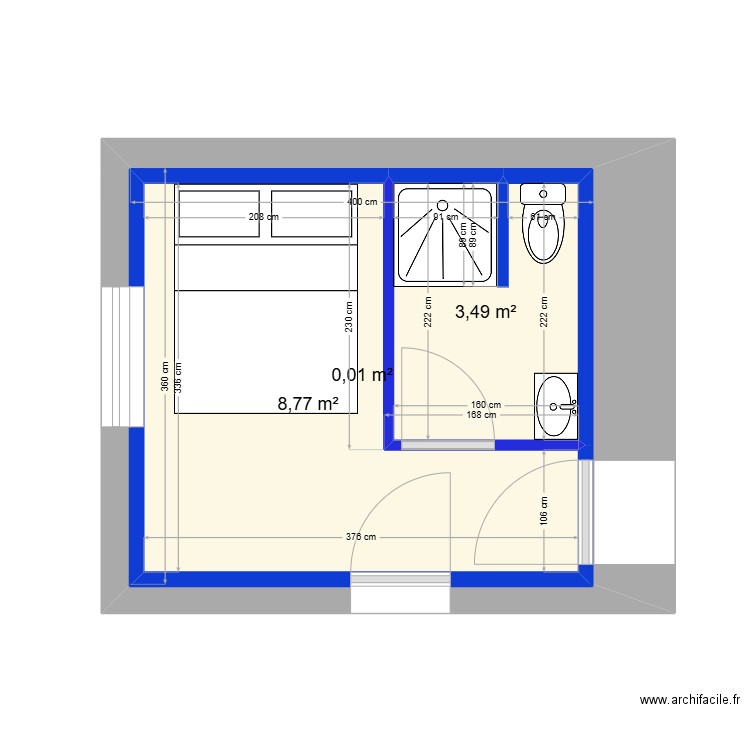 katy 2. Plan de 3 pièces et 27 m2