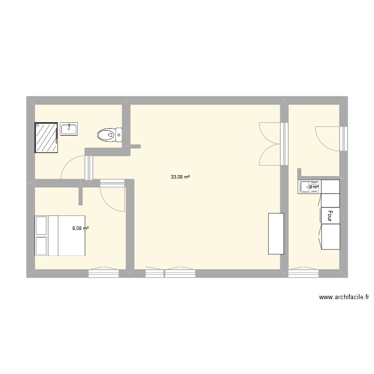 Appartement pierre brossolette. Plan de 3 pièces et 50 m2