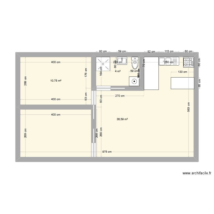 cabina2. Plan de 3 pièces et 51 m2