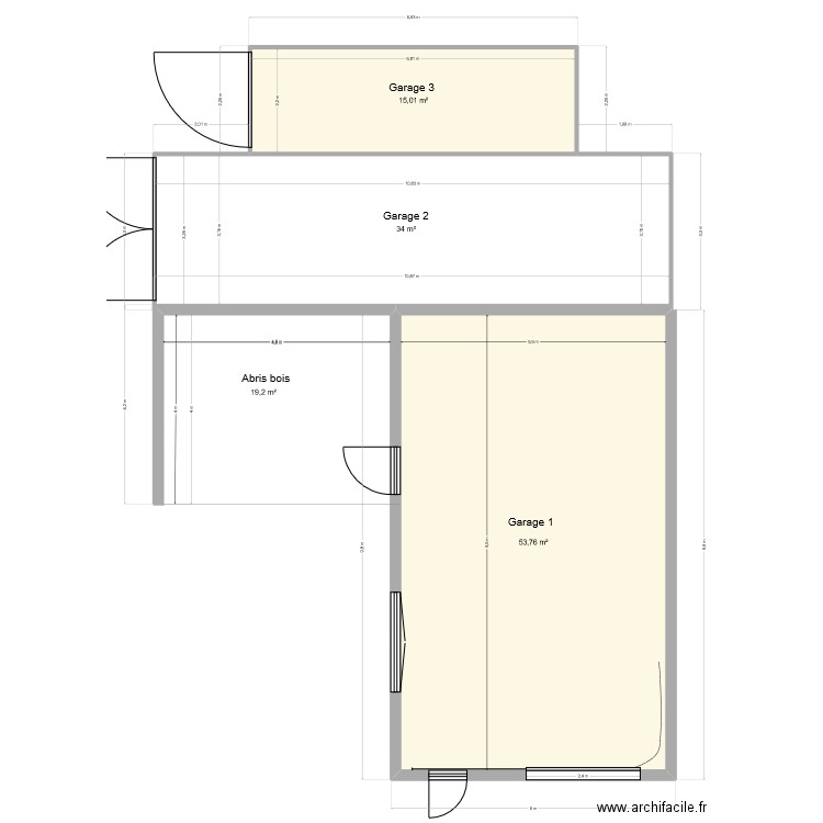 Garage annexe 1. Plan de 2 pièces et 69 m2