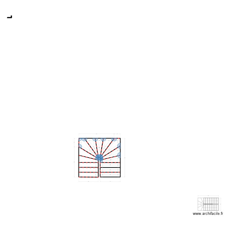 planescalier. Plan de 13 pièces et 28 m2