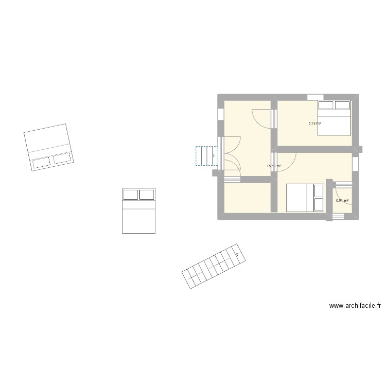 Maison villas . Plan de 3 pièces et 23 m2