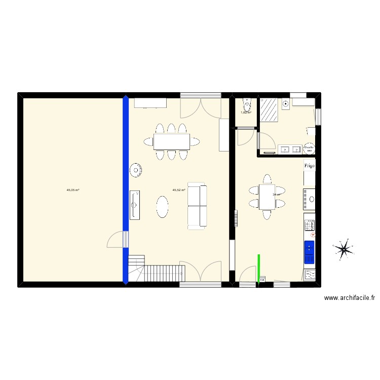 RDC plan 2. Plan de 4 pièces et 126 m2