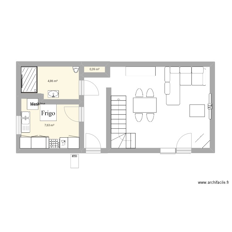 Maisonh. Plan de 3 pièces et 13 m2