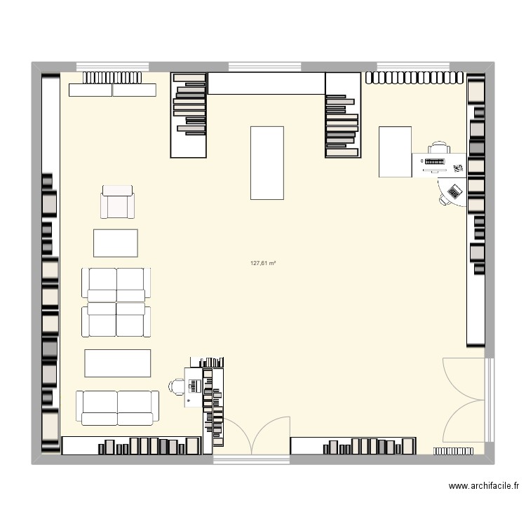 plan bibliothèque. Plan de 1 pièce et 128 m2