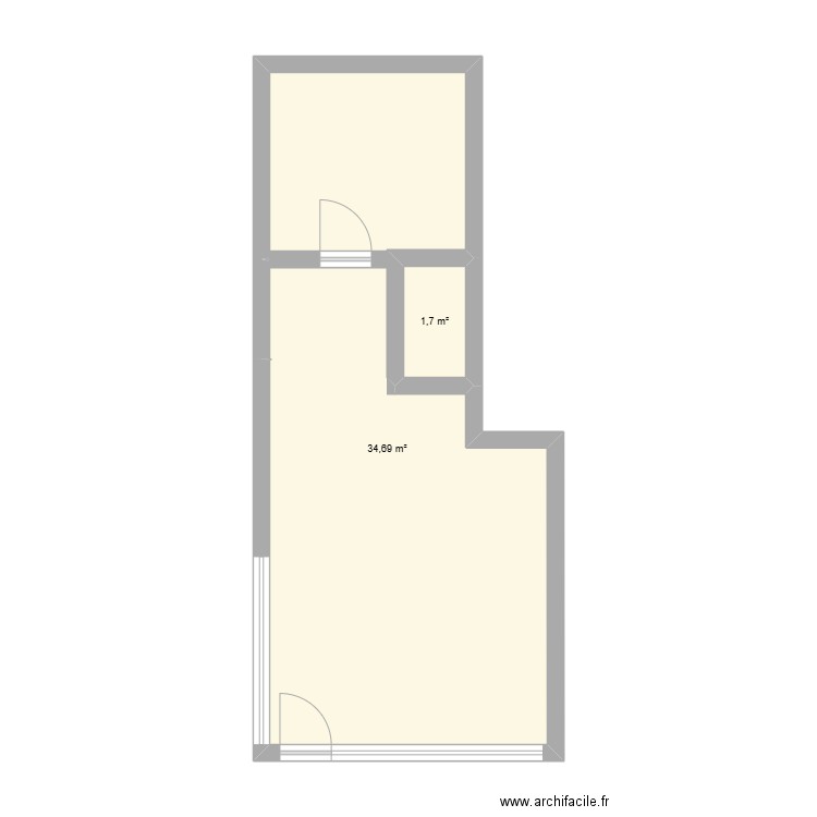 PLAN TOUVET. Plan de 2 pièces et 36 m2