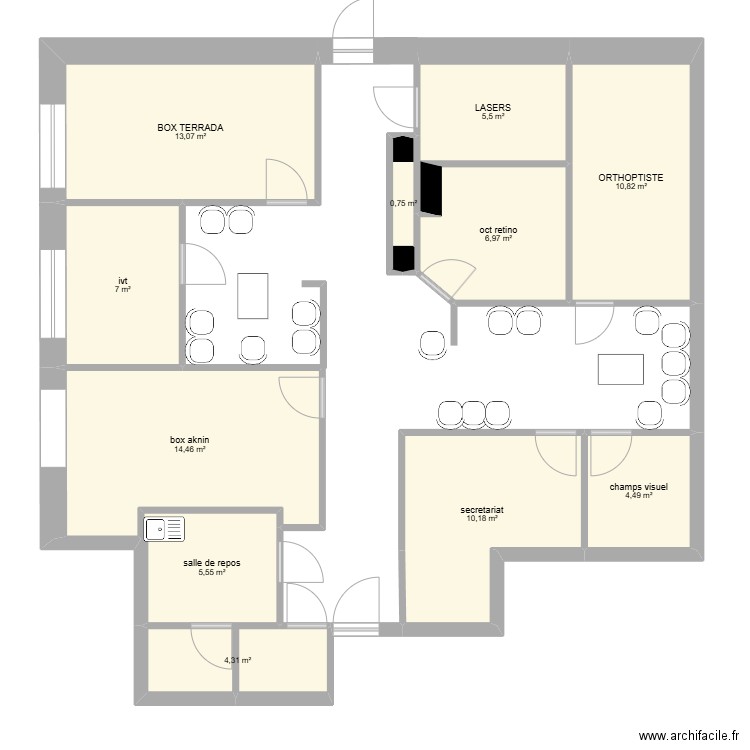 CAB. Plan de 11 pièces et 83 m2