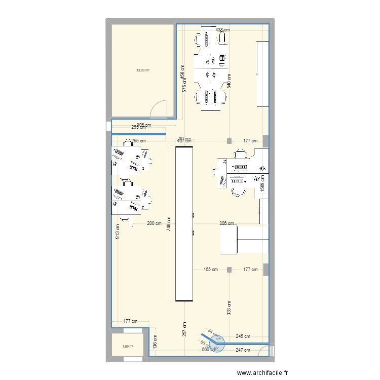 plan bureau st michel 3. Plan de 3 pièces et 115 m2