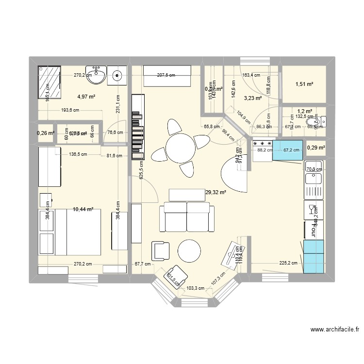 Plan Appartement Néreïdes. Plan de 10 pièces et 53 m2