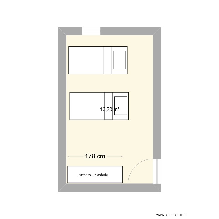 chambre d'amis. Plan de 1 pièce et 13 m2