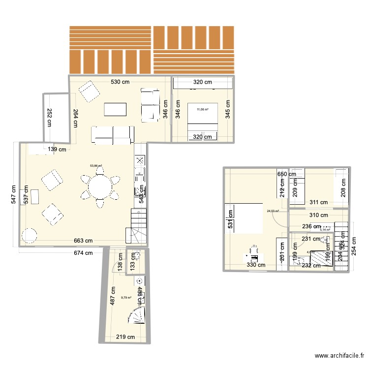 Saint Briac extension v1. Plan de 6 pièces et 108 m2