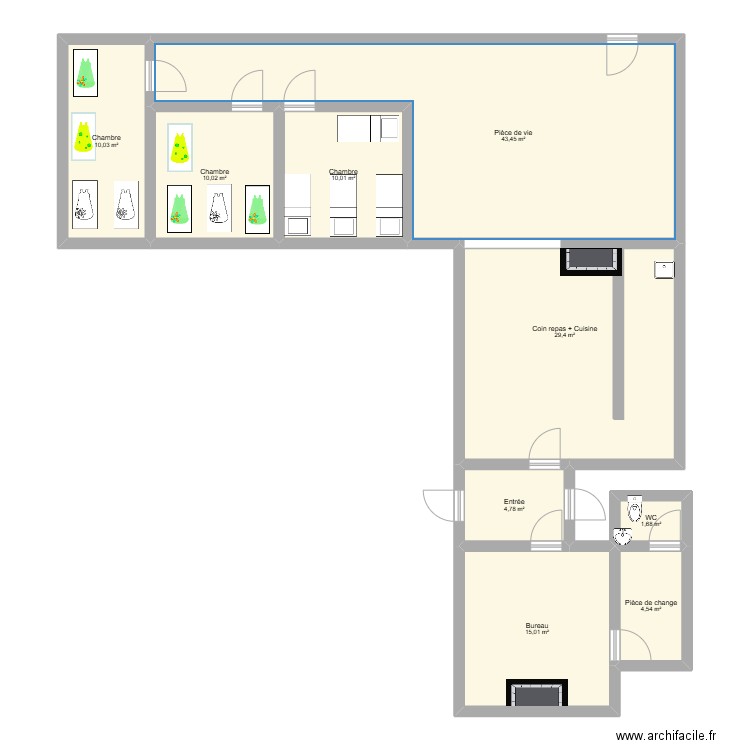 Epicerie SPB. Plan de 9 pièces et 129 m2