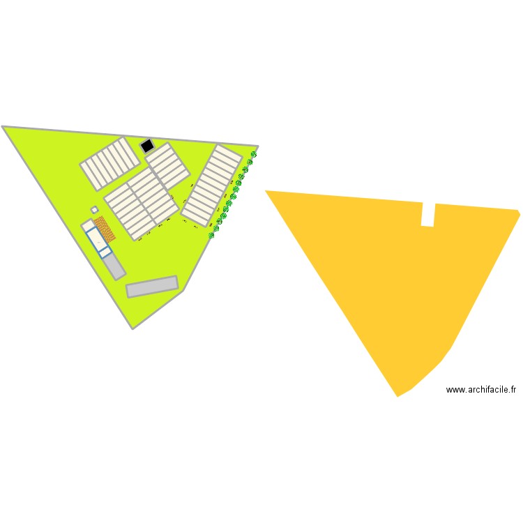 terrain pétanque. Plan de 30 pièces et 3707 m2