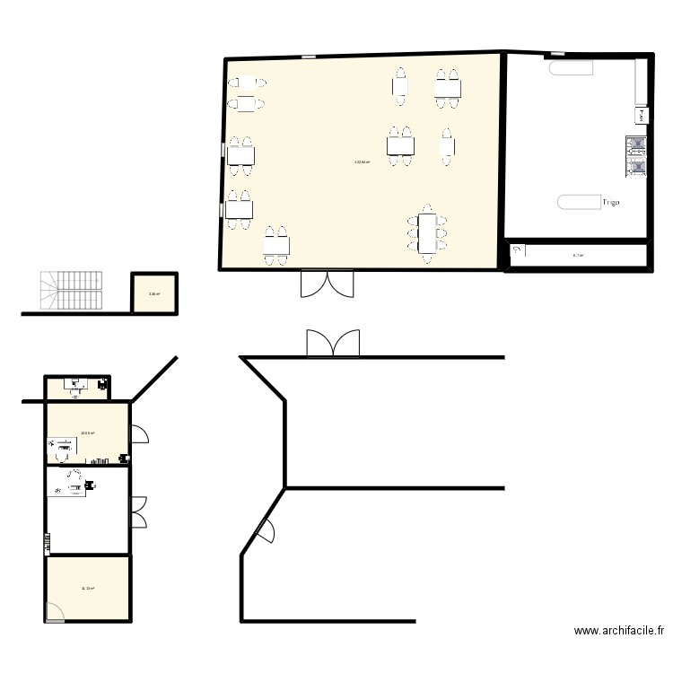 plan hébèrgement BTS. Plan de 6 pièces et 158 m2