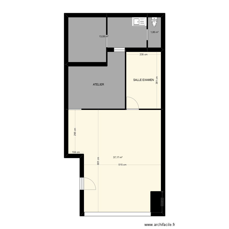 optique bo regard avant. Plan de 6 pièces et 74 m2