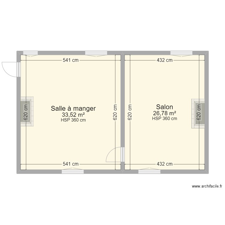 FAMILLE DIEU DE VILLE. Plan de 2 pièces et 60 m2