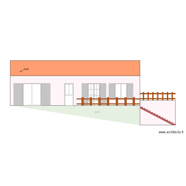 façade sud. Plan de 0 pièce et 0 m2