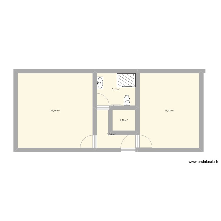 V2 grenier. Plan de 5 pièces et 51 m2