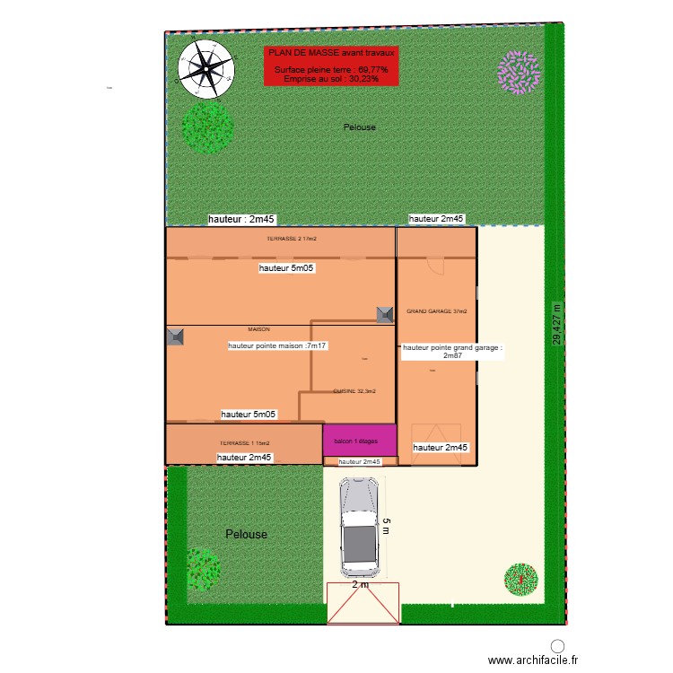 PLAN DE MASSE ORIGINE. Plan de 6 pièces et 565 m2