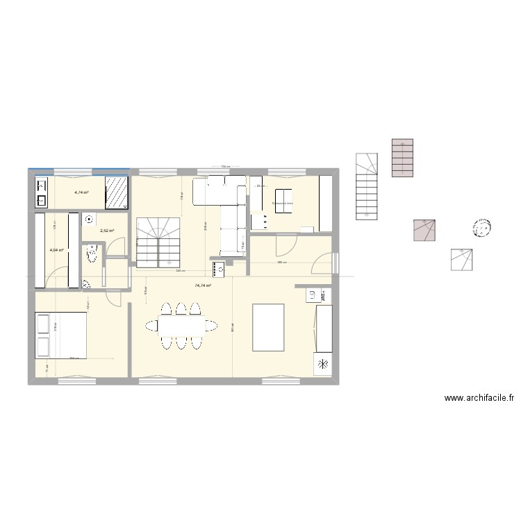 RDC7. Plan de 6 pièces et 87 m2