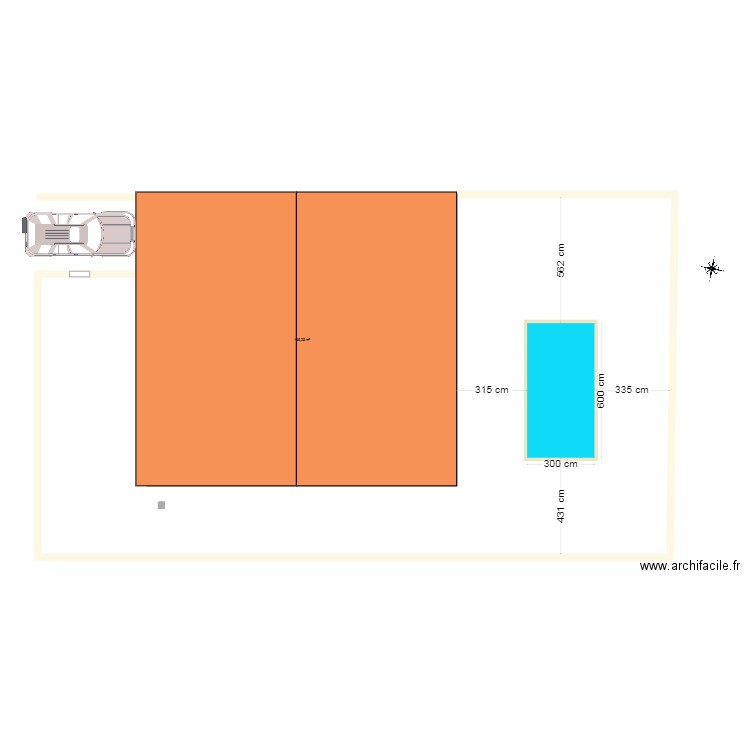 PISCINE 2025. Plan de 1 pièce et 166 m2