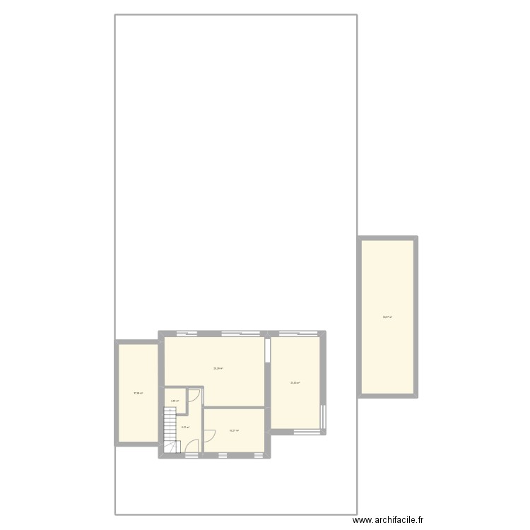 Maison extension. Plan de 7 pièces et 127 m2