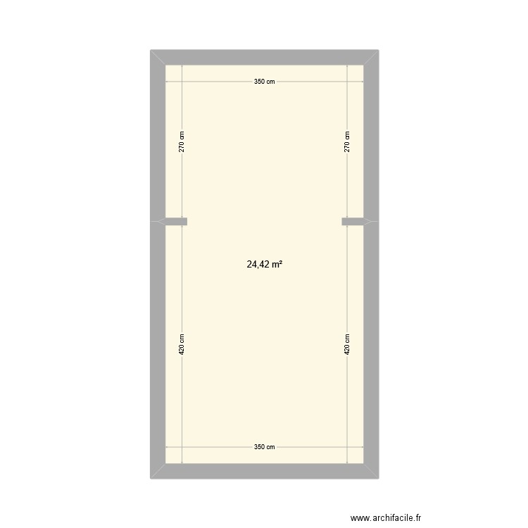 salon. Plan de 1 pièce et 24 m2