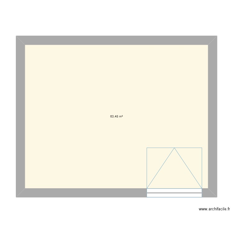 Grange après modications. Plan de 1 pièce et 63 m2